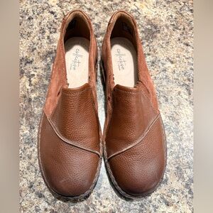 Clarks Brown Leather Mules